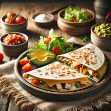 Here is the image of an ethical quesadilla, beautifully presented with ethically sourced ingredients. Enjoy!